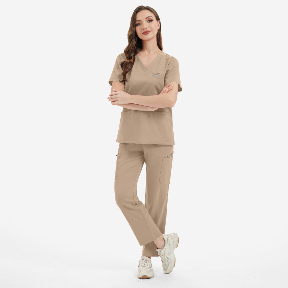 Nian Qing operating room hand washing clothes solid color V-neck hospital doctor nurse SPA beauty salon high-quality nurse uniform