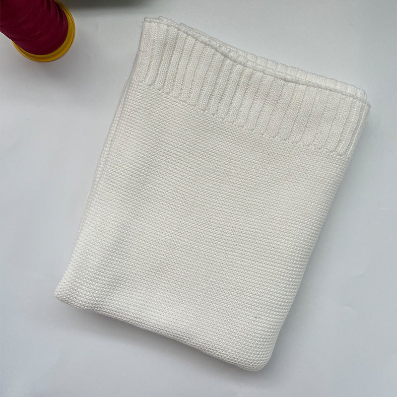 White knit baby blanket, plain color option