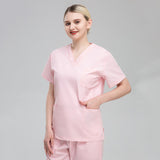 Plus size solid color polyester cotton overalls short sleeve hand clothes hand clothes hand clothes brush hand clothes surgical clothes dental brush hand clothes women