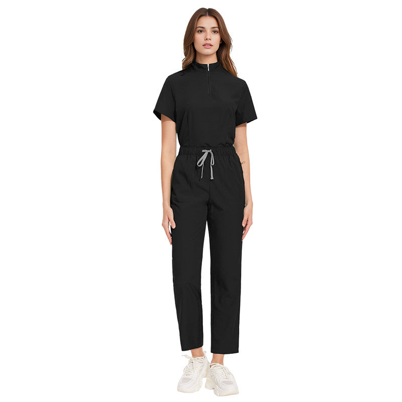 Temperament style stand-up collar hand washing clothes Hospital doctors and nurses beauty salon nurse uniforms work clothes solid color surgical clothes are quick-drying