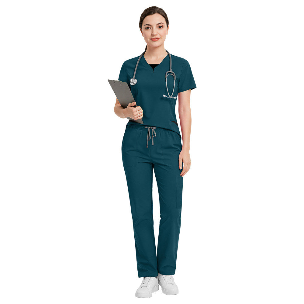 New V-neck short-sleeve doctor surgical gown, hand-washing gown, breathable and comfortable nurse suit, hospital work wear split set