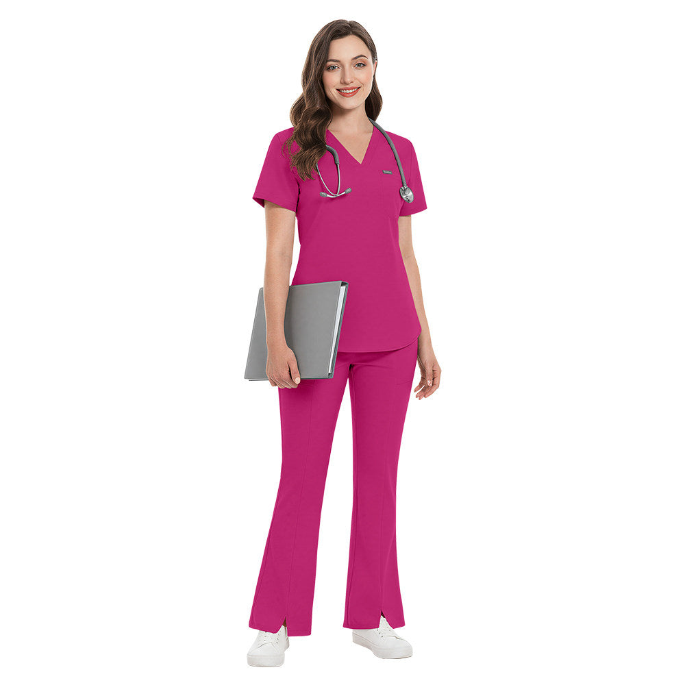 Stretch slim-fit nurse uniform split set, women's short-sleeve medical work clothes, surgical gowns, doctor's brush gloves, and hand wash gowns