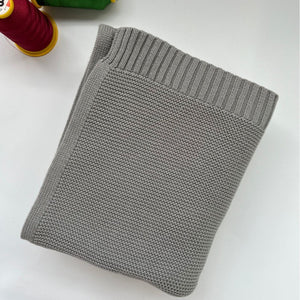 Light Gray knit baby blanket, plain color option