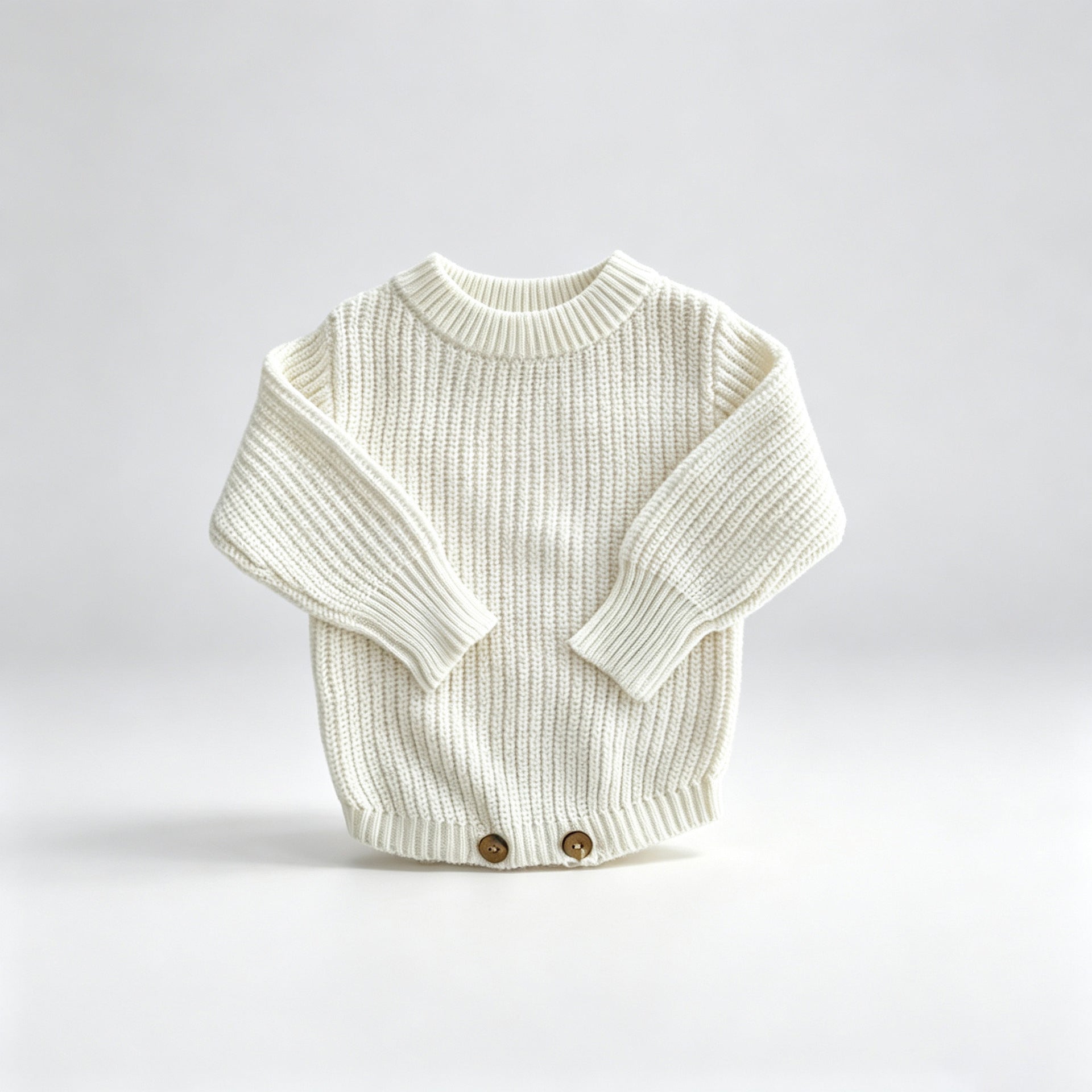 White – Classic Hem knit baby romper
