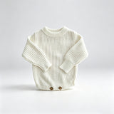 White – Classic Hem knit baby romper
