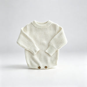 White – Classic Hem knit baby romper
