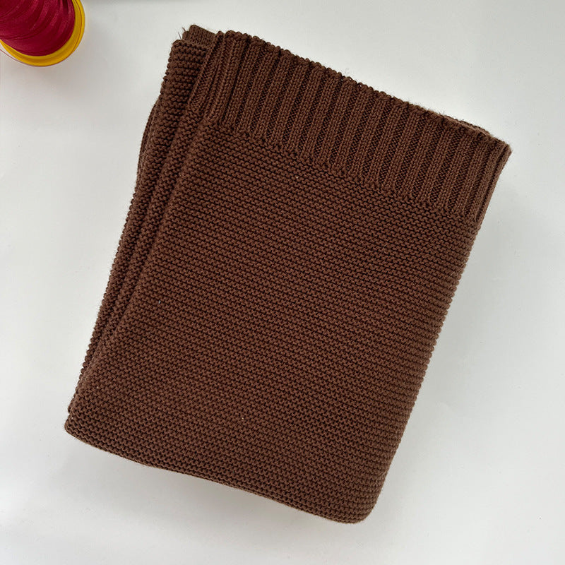 Dark brown cotton knit baby blanket, plain color option