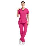 New V-neck short-sleeve doctor surgical gown, hand-washing gown, breathable and comfortable nurse suit, hospital work wear split set