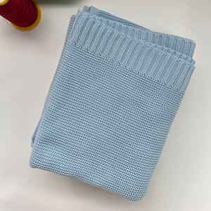 Sky Blue knit baby blanket, plain color option
