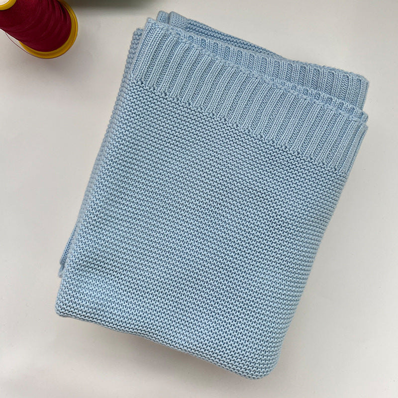 Sky Blue knit baby blanket, plain color option
