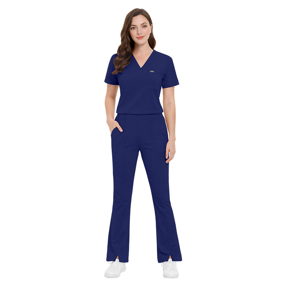 Stretch slim-fit nurse uniform split set, women's short-sleeve medical work clothes, surgical gowns, doctor's brush gloves, and hand wash gowns