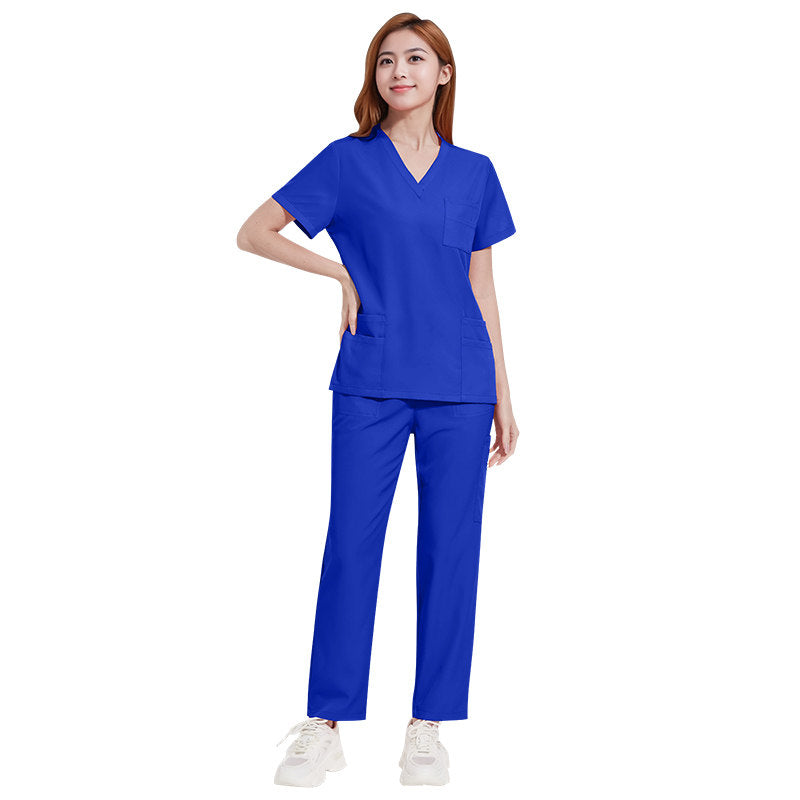 Hand washing clothes for men and women, lightweight, comfortable, breathable, casual V-neck doctor and nurse overalls, multi-color and layerable
