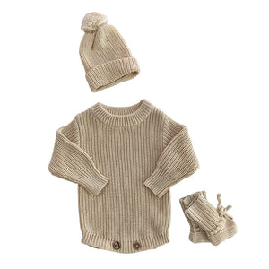 Apricot – Classic Hem + 3-Piece Set knit baby romper