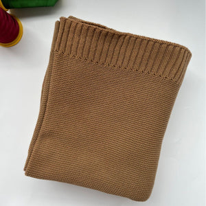 Khaki knit baby blanket, plain color option