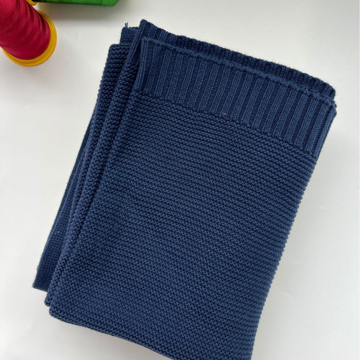 Navy knit baby blanket, plain color option