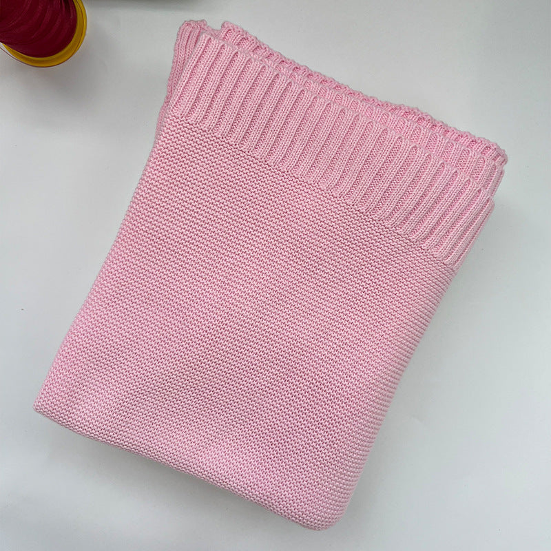 Bright Pink knit baby blanket, plain color option