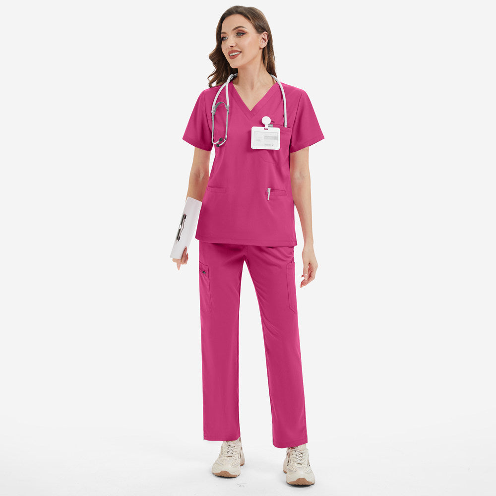 Nian Qing operating room hand washing clothes solid color V-neck hospital doctor nurse SPA beauty salon high-quality nurse uniform