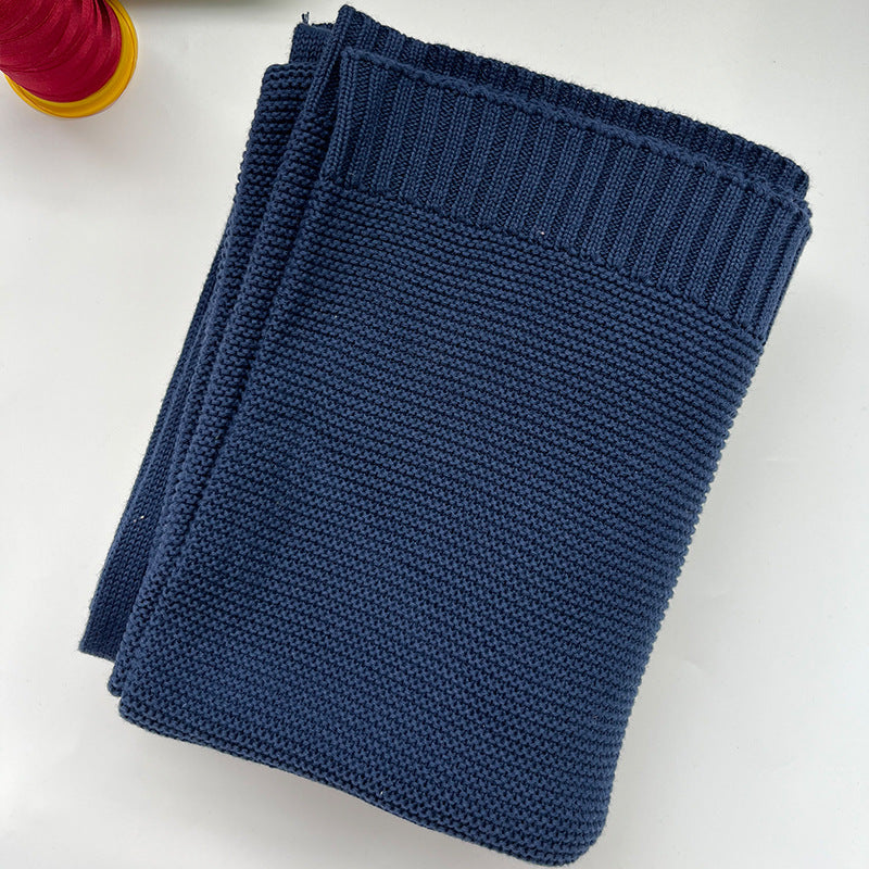 Navy knit baby blanket, plain color option