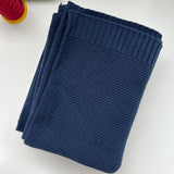 Navy knit baby blanket, plain color option