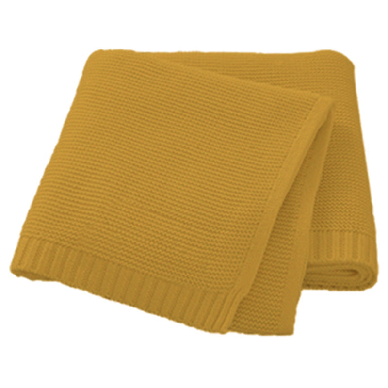 Ginger yellow cotton knit baby blanket, plain color option