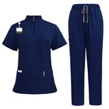 Temperament style stand-up collar hand washing clothes Hospital doctors and nurses beauty salon nurse uniforms work clothes solid color surgical clothes are quick-drying