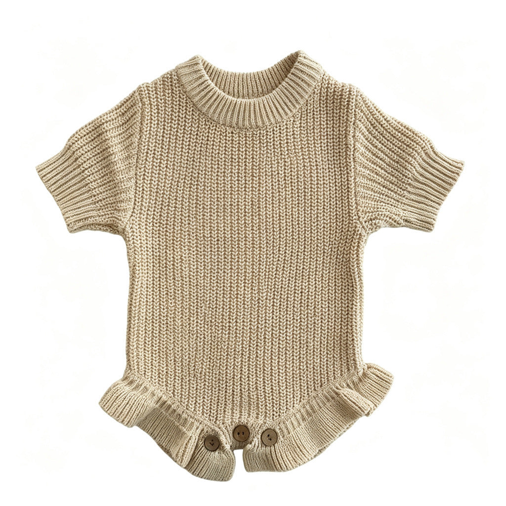 Apricot – Ruffle Hem knit baby romper