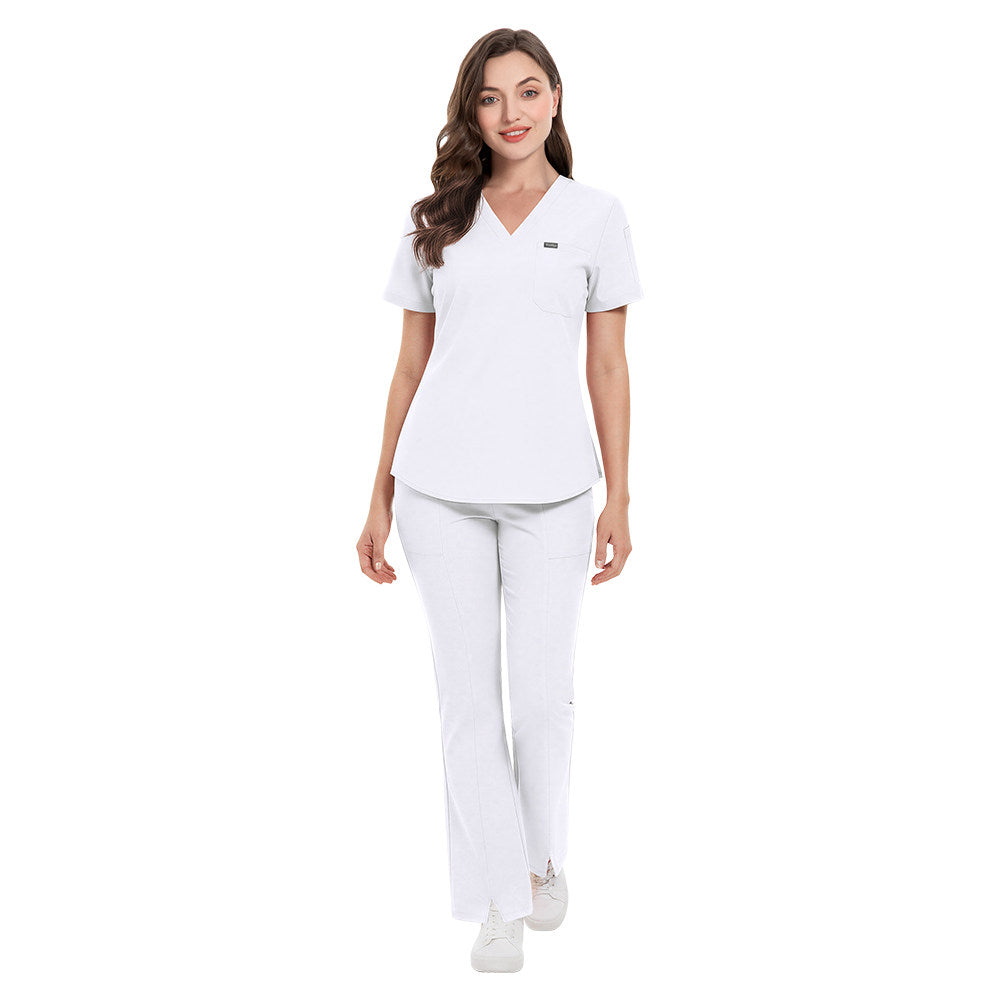Stretch slim-fit nurse uniform split set, women's short-sleeve medical work clothes, surgical gowns, doctor's brush gloves, and hand wash gowns