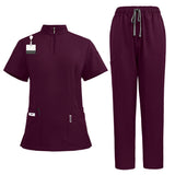 Temperament style stand-up collar hand washing clothes Hospital doctors and nurses beauty salon nurse uniforms work clothes solid color surgical clothes are quick-drying