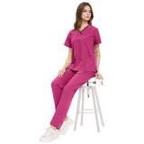 Nianqing unisex new hand washing clothes V-neck contrast design beauty salon dental clinic hospital nurse uniform