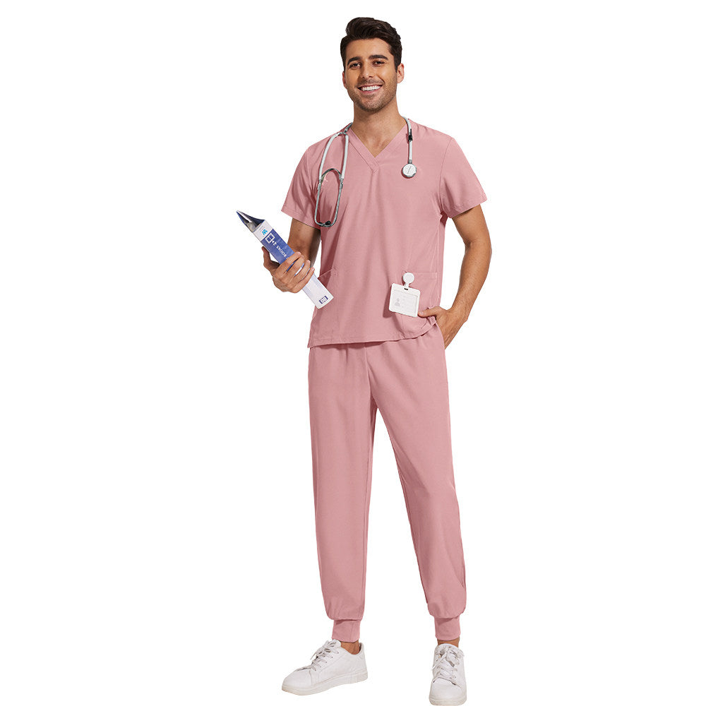 Nianqing hand washing clothes, female dentist overalls, short-sleeved wrinkle-proof, stretch operating room surgical gown, nurse gown, set