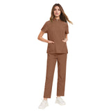 Temperament style stand-up collar hand washing clothes Hospital doctors and nurses beauty salon nurse uniforms work clothes solid color surgical clothes are quick-drying