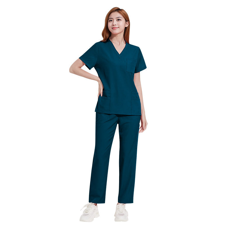 Hand washing clothes for men and women, lightweight, comfortable, breathable, casual V-neck doctor and nurse overalls, multi-color and layerable