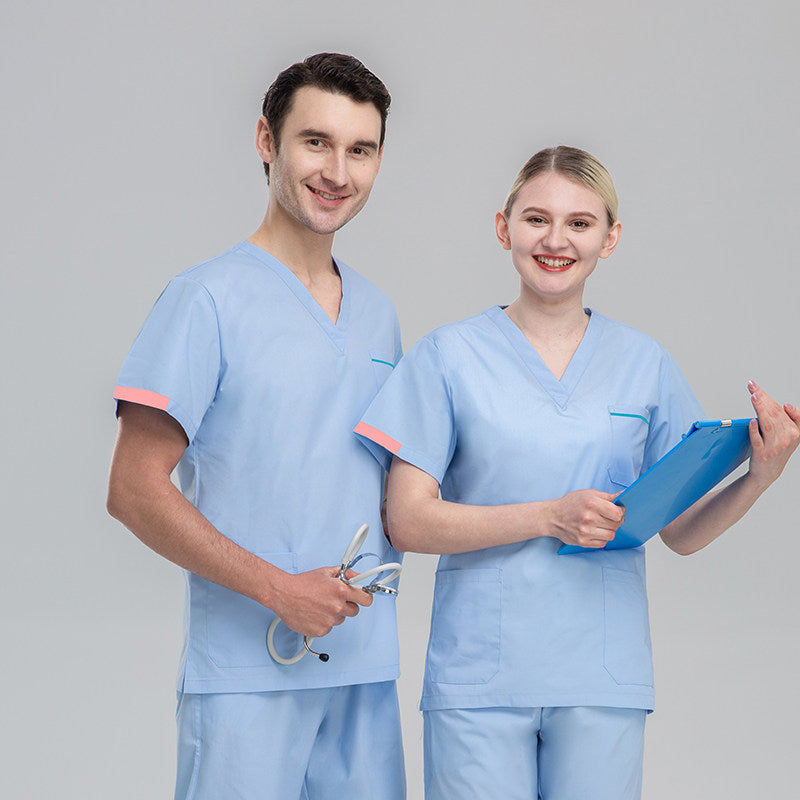 Nurse uniform split set, plastic surgeon, dentistry, oral surgery, operating room workwear, hospital hand-washing gown, short-sleeve