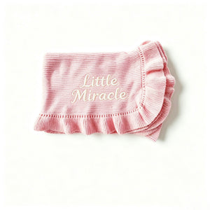Pink knit baby blanket, plain color option