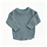 Gray Blue – Classic Hem knit baby romper