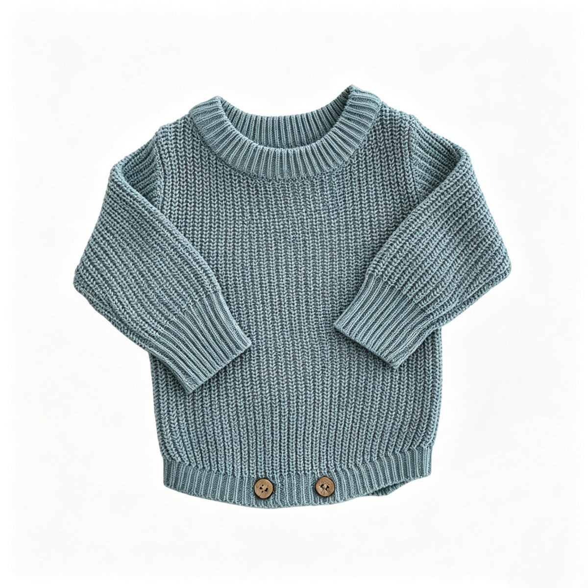 Gray Blue – Classic Hem knit baby romper