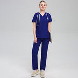 Nian Qing high quality solid color male and female surgeon uniforms, nurse uniforms, short sleeve surgical pets, hospital clinic overalls