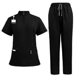Temperament style stand-up collar hand washing clothes Hospital doctors and nurses beauty salon nurse uniforms work clothes solid color surgical clothes are quick-drying