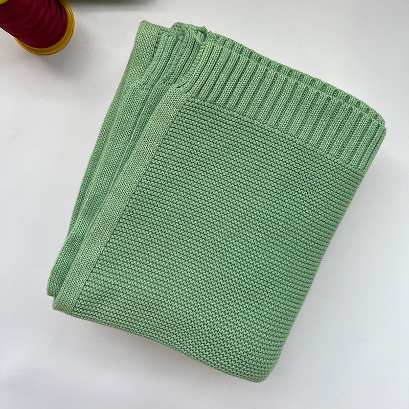 Light green cotton knit baby blanket, plain color option
