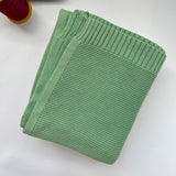 Light green cotton knit baby blanket, plain color option