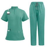 Temperament style stand-up collar hand washing clothes Hospital doctors and nurses beauty salon nurse uniforms work clothes solid color surgical clothes are quick-drying
