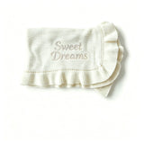White knit baby blanket, plain color option