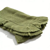 White / Pea Green knit baby blanket, plain color option