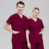Plus size solid color polyester cotton overalls short sleeve hand clothes hand clothes hand clothes brush hand clothes surgical clothes dental brush hand clothes women