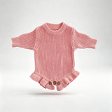 Pink – Ruffle Hem knit baby romper