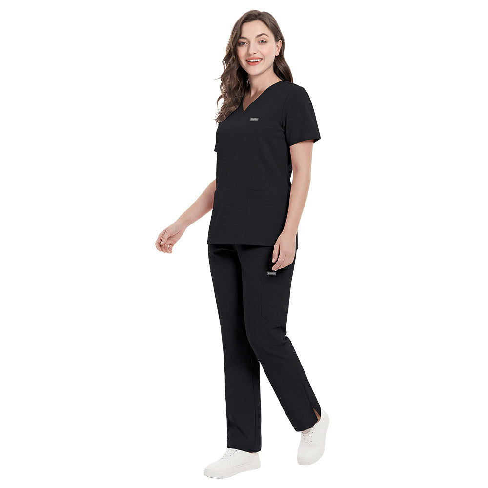 NiaaHinn new slim-fit nurse uniform for women, short sleeve, dark blue, hospital clinic medical workwear two-piece set