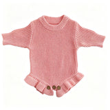 Pink – Ruffle Hem knit baby romper