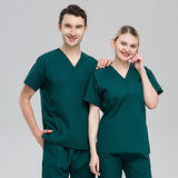 Plus size solid color polyester cotton overalls short sleeve hand clothes hand clothes hand clothes brush hand clothes surgical clothes dental brush hand clothes women