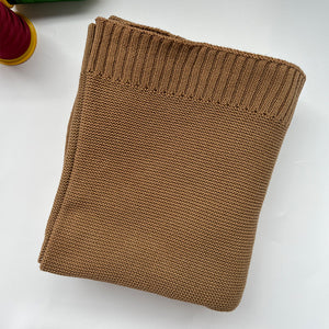 Khaki cotton knit baby blanket, plain color option