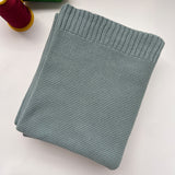 Grey water blue cotton knit baby blanket, plain color option